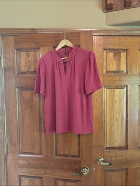 LOFT Mauve Pink Short Sleeve Keyhole Blouse